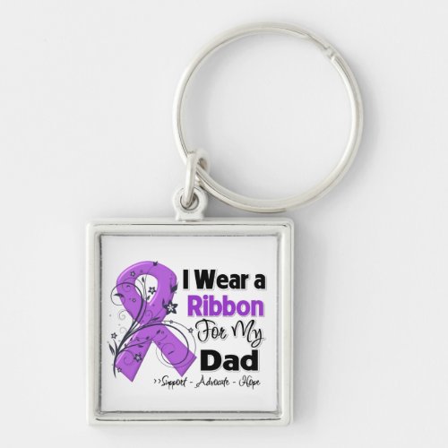 Dad _ Pancreatic Cancer Ribbon Keychain