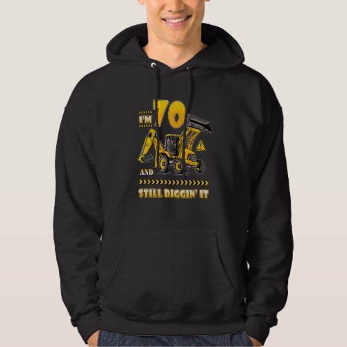 Dad Papa 70th Birthday 70 Construction Truck Excav Hoodie