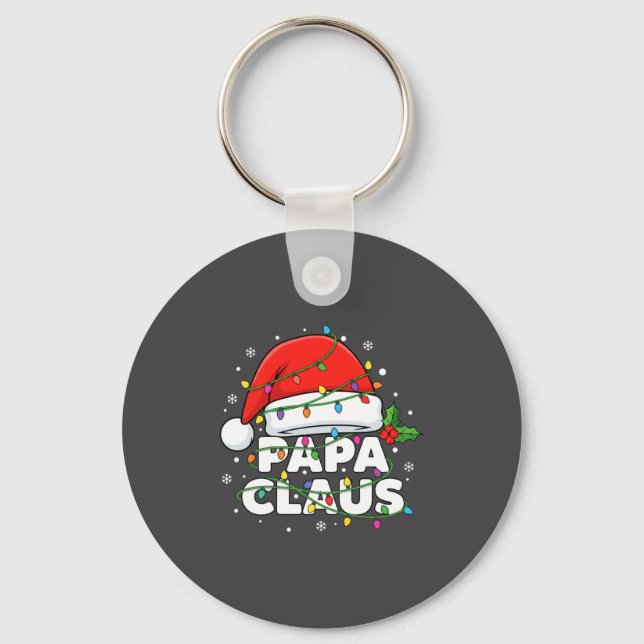 Dad Papa Claus Christmas Lights Family Matching Lo Keychain (Front)