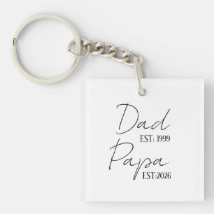 Dad & Papa EST Personalized New Grandpa Gift Keychain