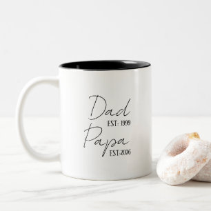 Dad & Papa EST Personalized New Grandpa Gift Two-Tone Coffee Mug