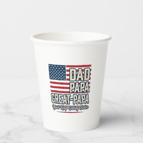 Dad Papa Great-Papa Patriotic Vintage Family Shirt Paper Cups