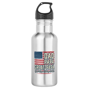 Dad Papa Great-Papa Patriotic Vintage Family Shirt Stainless Steel Water Bottle
