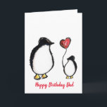 Dad penguin 50th or any age birthday card<br><div class="desc">Happy birthday dad cute illustrated penguins. The child shown is holding a balloon that reads 50. The age and messages shown on this card can be personalized to any birthday or person. Perfect for a son or daughter to give their father on his special day. The inside and outside messages...</div>
