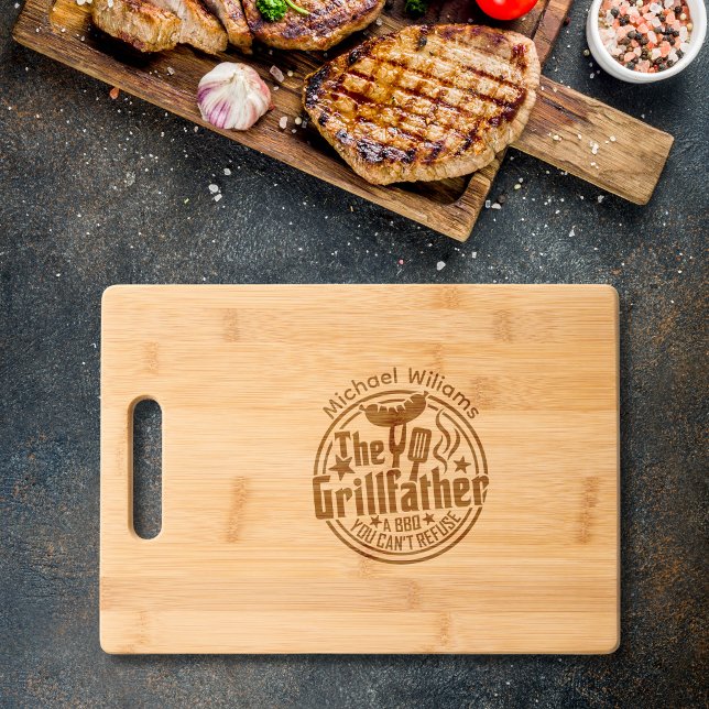 Dad Personalized BBQ Grillfather  Engraved Cutting Board (Creator Uploaded)