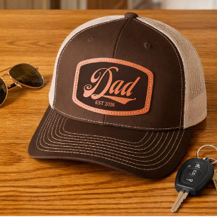 Dad Personalized Father Leather Patch Hat