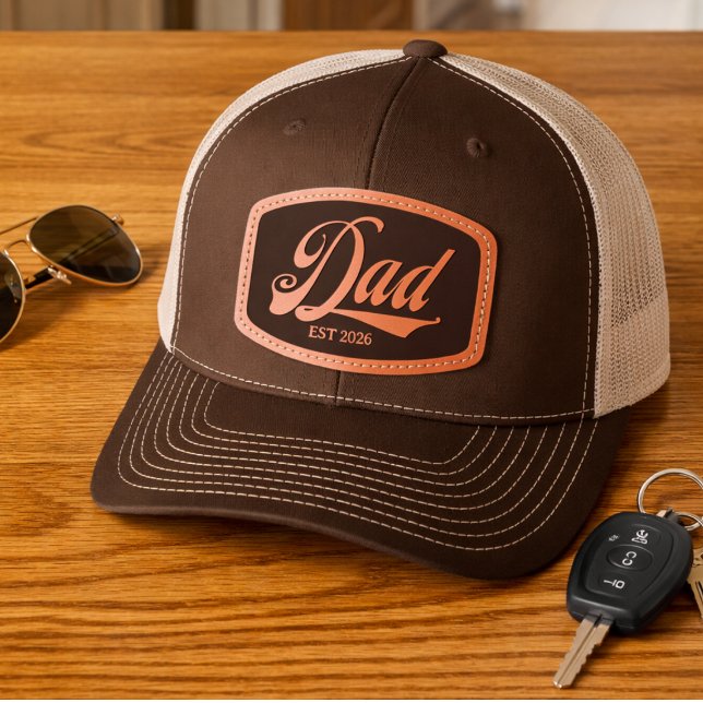 Dad Personalized Father Leather Patch Hat (Classic brown Dad trucker hat. Retro style. Perfect for all Dad's.)