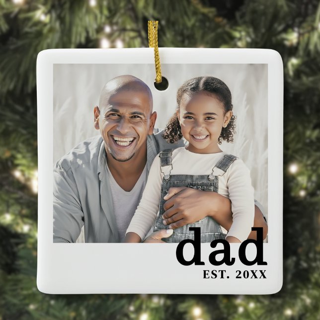 Dad Personalized Photo Christmas Ceramic Ornament (Dad Established Personalized Photo Christmas Ceramic Ornament)