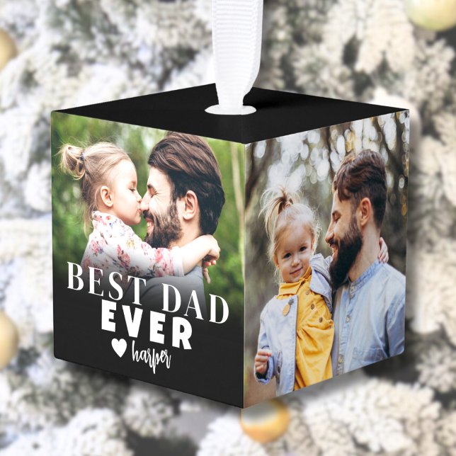 Dad Personalized Photo Cube Ornament (Best Dad Personalized Photo Cube Ornament )
