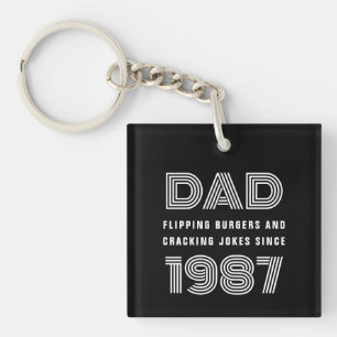 Dad Personalized Year Grill Master BBQ Black Keychain