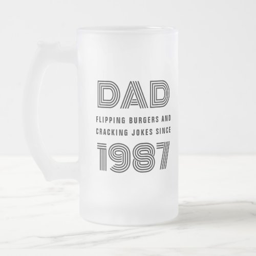 Dad Personalized Year Grill Master BBQ Burger Frosted Glass Beer Mug