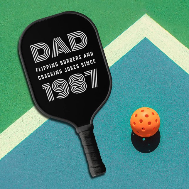 Dad Personalized Year Grill Master Black Pickleball Paddle (Creator Uploaded)