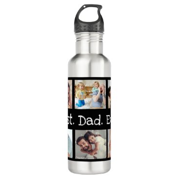 Dad Photo Collage Best Dad Ever in Black and White Stainless Steel Water Bottle