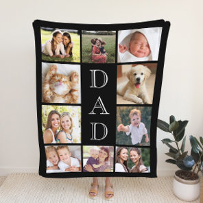 Dad Photo Collage Black Sherpa Blanket