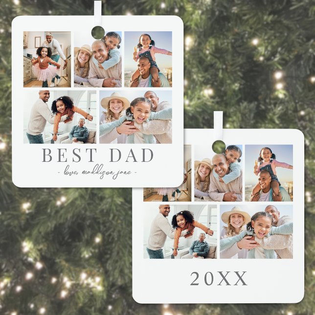 Dad Photo Collage Christmas Metal Ornament (Dad Photo Collage Christmas Metal Ornament)