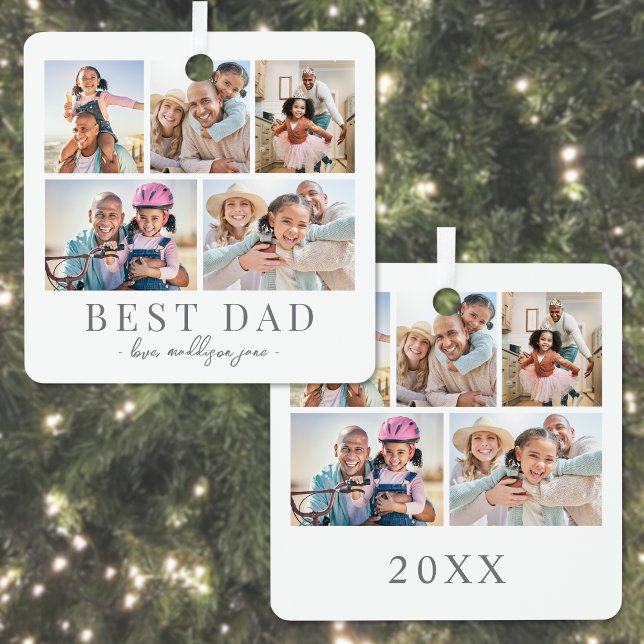 Dad Photo Collage Christmas Metal Ornament (Dad Photo Collage Christmas Metal Ornament)