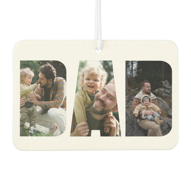 Dad Photo Collage Cut Out Text  Air Freshener (Front)