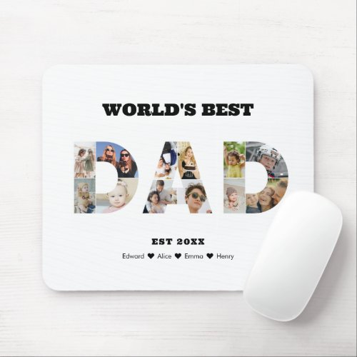 Dad Photo Collage Cutout Fathers Day Birthday Mouse Pad