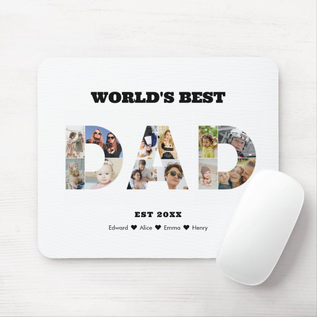 Dad Photo Collage Cutout Father's Day Birthday Mouse Pad (With Mouse)