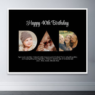 Dad Photo Collage Cutout Father's Day Birthday Poster