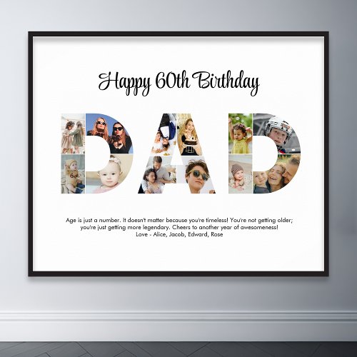 Dad Photo Collage Cutout Fathers Day Birthday Poster