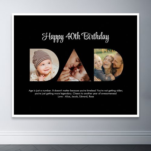 Dad Photo Collage Cutout Fathers Day Birthday Poster