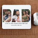 DAD Photo Collage CutOut Letters White Mouse Pad<br><div class="desc">Custom mouse pad with photo collage made of cutout letters to form the word DAD. The photo template is set up for you to add 3 of your favorite family pictures and you can also add your name(s). The message currently reads "LOVE TO YOU TODAY AND EVERY DAY" and you...</div>