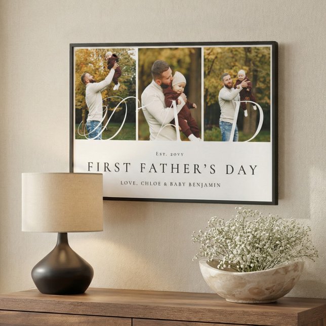 Dad Photo Collage First Father's Day Keepsake Gift Canvas Print (Dad Photo Collage First Father's Day Keepsake Gift Canvas Print)