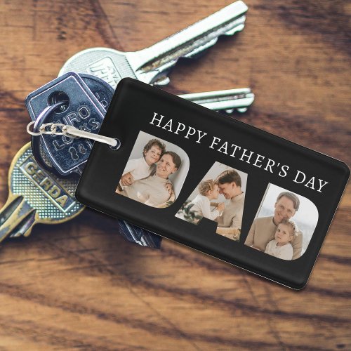 Dad Photo Collage Happy Fathers Day Keychain