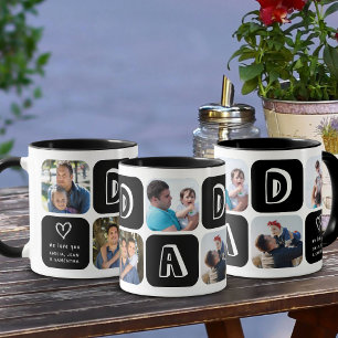 Dad Photo Collage Kids Pictures Black and White Coffee Mug