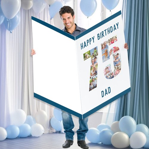 Dad Photo Collage Number 75 Jumbo 75th Birthday Card
