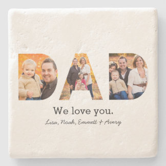 Monogram Elegant Black Stone Texture Stone Coaster