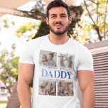 Dad Photo Collage T-Shirt<br><div class="desc">Personalized father t-shirt featuring a 4 family photo collage of the children, the words "we love you daddy" in a trendy blue gradient font, and the kids names. Photo tip: Crop your photos into squares before uploading ensuring subject is in the center for best results.</div>