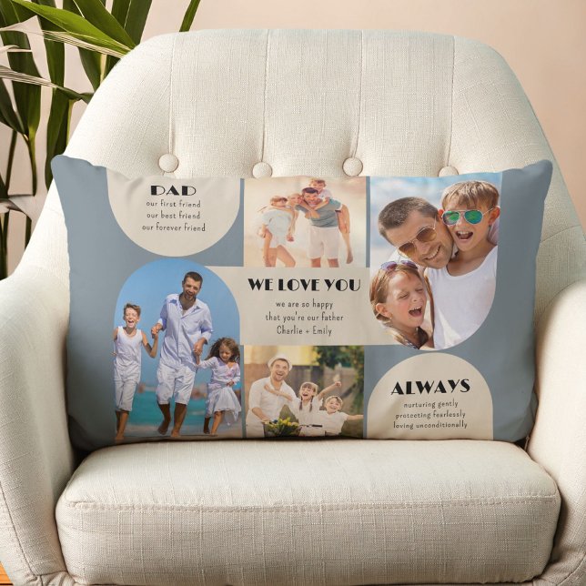 Dad Photo Collage with Appreciation Wording Lumbar Pillow (Photo Pillow for Dad)