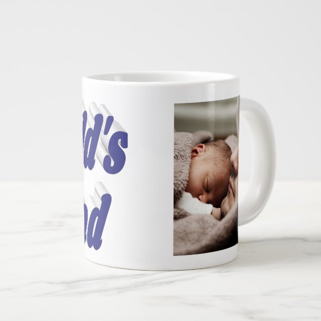 Dad photo dark blue text  giant coffee mug (Front Right)