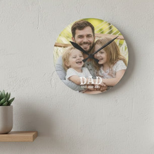 Dad Photo Established Round Clock