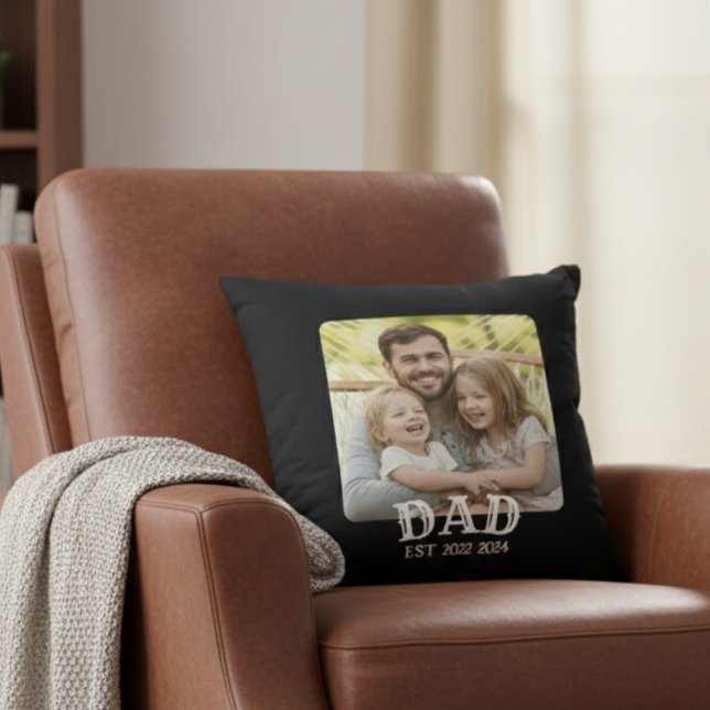 Dad Photo Established Throw Pillow (Creator Uploaded)