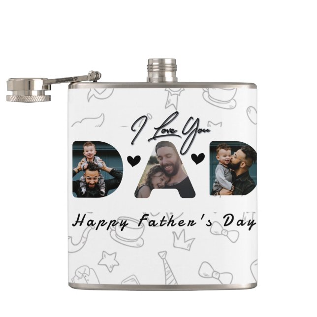 DAD Photo Father's Day Personalized  Flask (Opened)