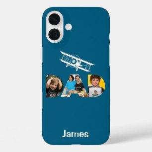 DAD Photo Gifts, Monogramed, Airplane, Pilot, iPhone 16 Plus Case