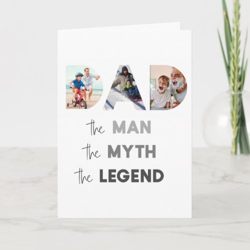 DAD Photo Letters Man Myth Legend Greeting Card