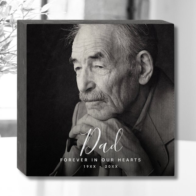Dad Photo Memorial Tribute Wooden Box Sign (Dad Photo Memorial Wooden Box Sign)
