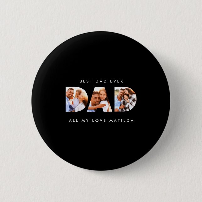 Dad Photo Modern Tygraphy Child Gift T Shirt  Button (Front)