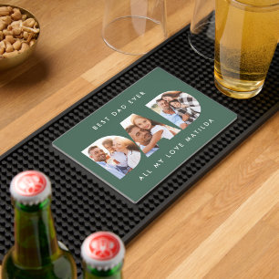 Dad photo modern typography child gift bar mat 