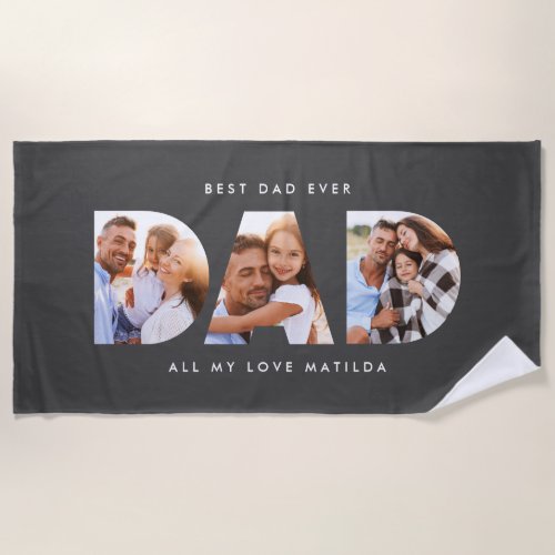 Dad photo modern typography child gift beach towel