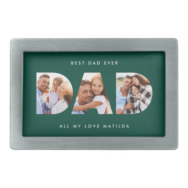 Dad photo modern typography child gift belt buckle (Front)