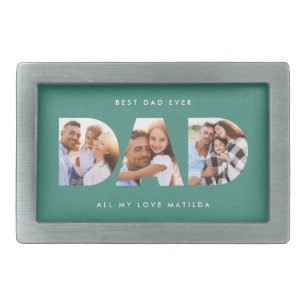 Dad photo modern typography child gift belt buckle