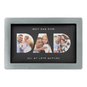Dad photo modern typography child gift belt buckle