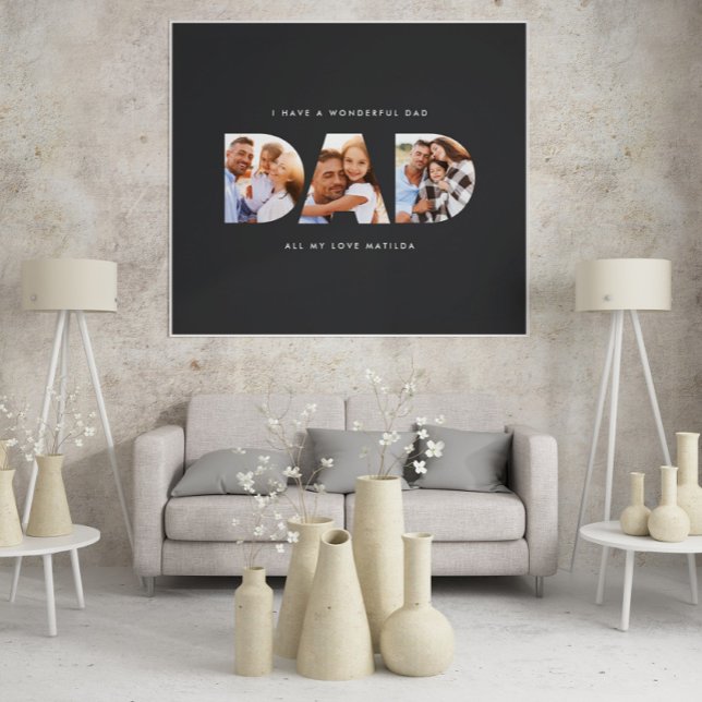 Dad photo modern typography child gift black poster (Creator Uploaded)