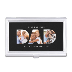 Dad photo modern typography child gift business card case