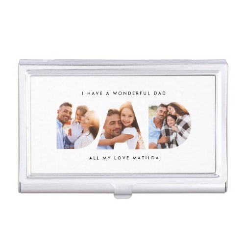 Dad photo modern typography child gift business card case